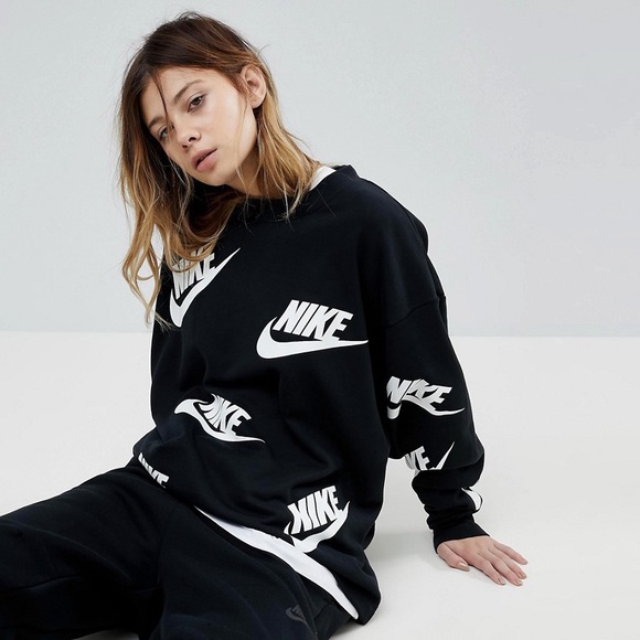 Nike Tops - NWT Nike Futura Allover Print Crew Black/Sail S
